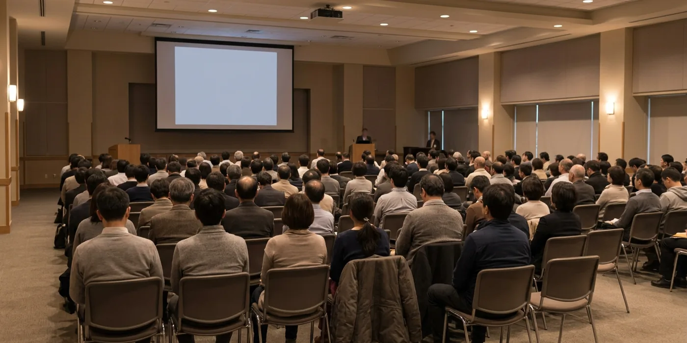 Spotkanie informacyjne z uczestnikami programu RoutineWayground, sala i projekcja, obraz 1400 na 700 pikseli